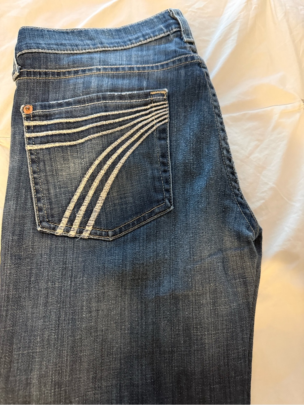 7 For All Mankind Straight Leg Jeans in Dark Blue Wash
